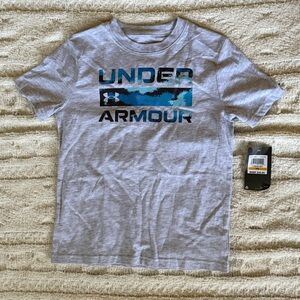 Under Armour Youth Small Graphic T-Shirt | Gray Teal Black Athletic Tee